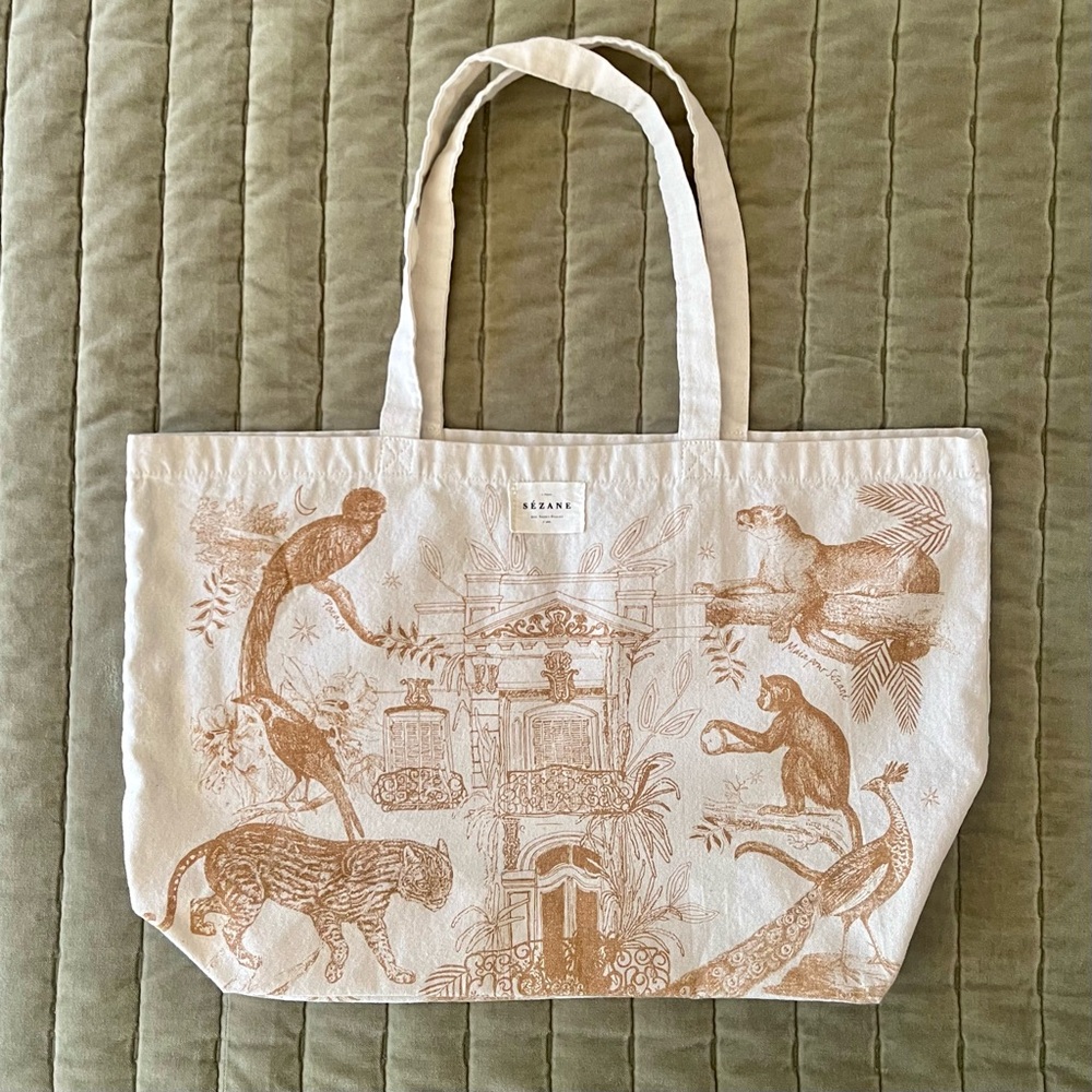 Sezane Jungle Animals Tote Bag